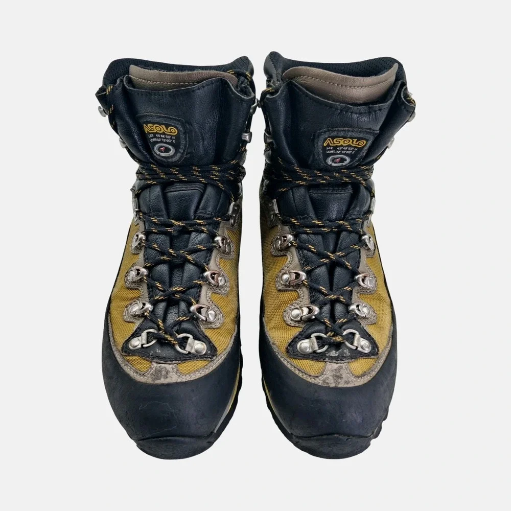 Asolo Mountain Boots Men 9.5 Yellow Gray Nylon Gore-Tex Waterproof Vibram Hiking